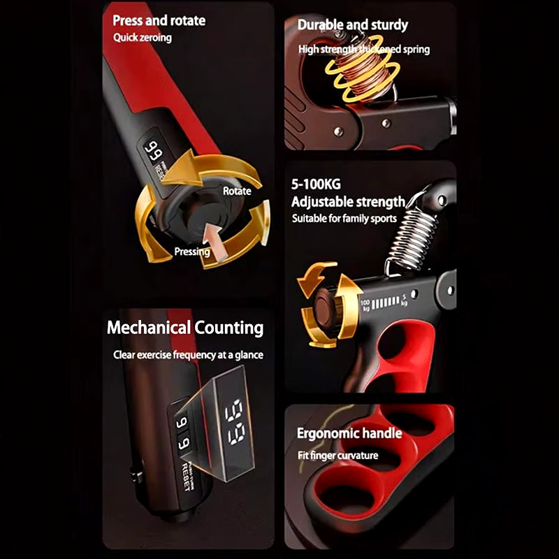 Adjustable Grip Strengthener for Enhanced Muscle Recovery - 5-150Kg Resistance for All Fitness Levels