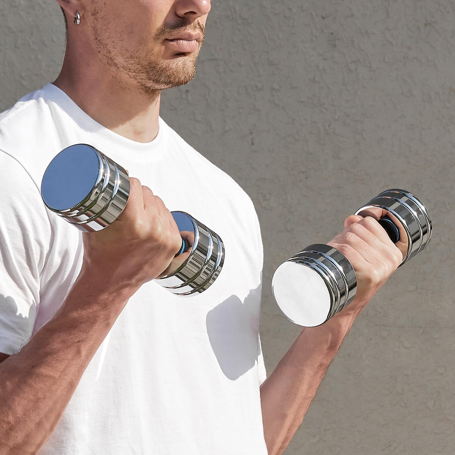Versatile Steel Dumbbells: Ultracompact & Adjustable Chrome Weights for Home Workouts