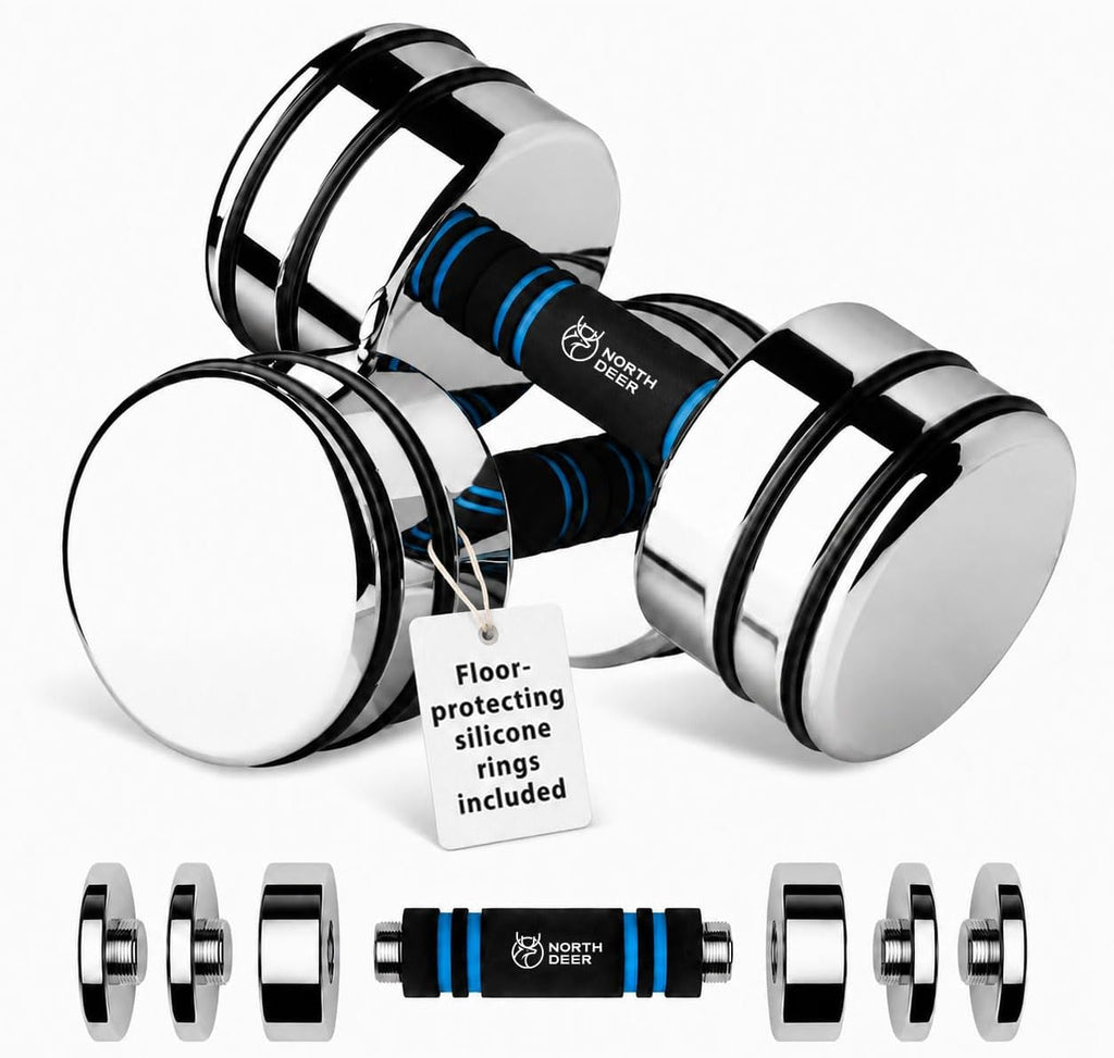 Versatile Steel Dumbbells: Ultracompact & Adjustable Chrome Weights for Home Workouts